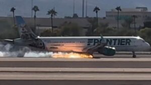Watch: Flames seen underneath Frontier Airlines plane as it lands at Las Vegas airport – USA Today
