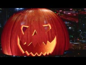 Las Vegas Sphere gets spooky. See the Halloween-themed pumpkin display. – USA Today